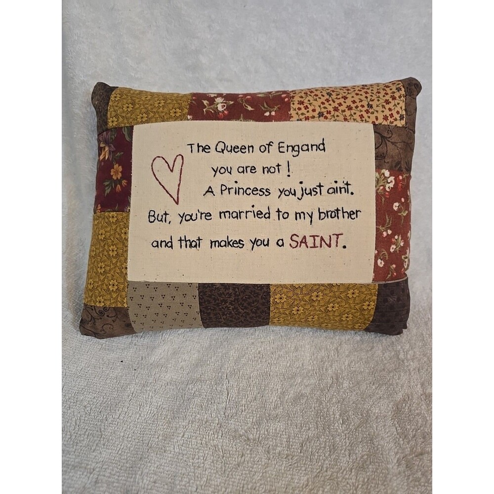 Homemade Quilted Needlepoint Pillow Sister In Law 8x10x3"